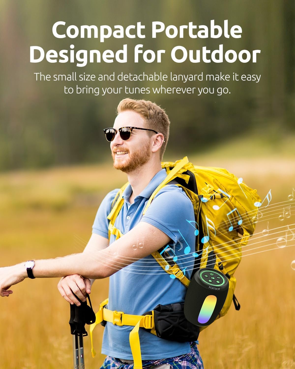 Bluetooth Speaker Portable Wireless,Powerful Sound with Lights/FM Radio, IPX5 Waterproof,TWS Pairing,for Outdoor Camping Beach Home,Him Her Ideal Gift - Image 4