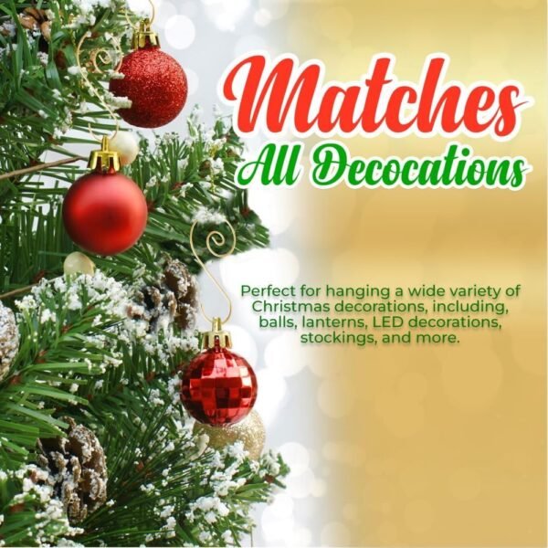 R N' D Toys Tree Ornament Hooks - Christmas Tree Decorating Metal Wire Hangers for Hanging Decorations - Pack of 120 (Gold) - Image 9