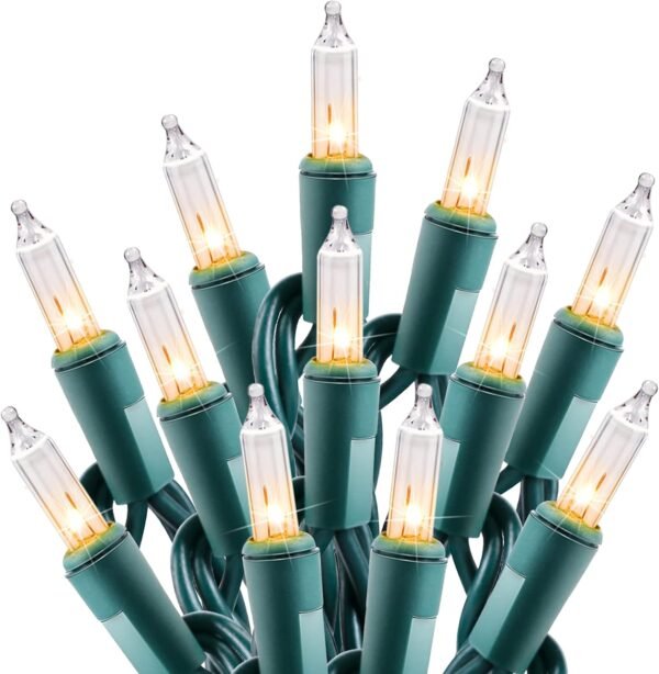 Clear Christmas String Lights 100 Count 25 Feet Incandescent Bulb Mini Lights for Indoor Xmas Tree Garland Birthday Wedding Party Festival Decoration, Green Wire - Image 2