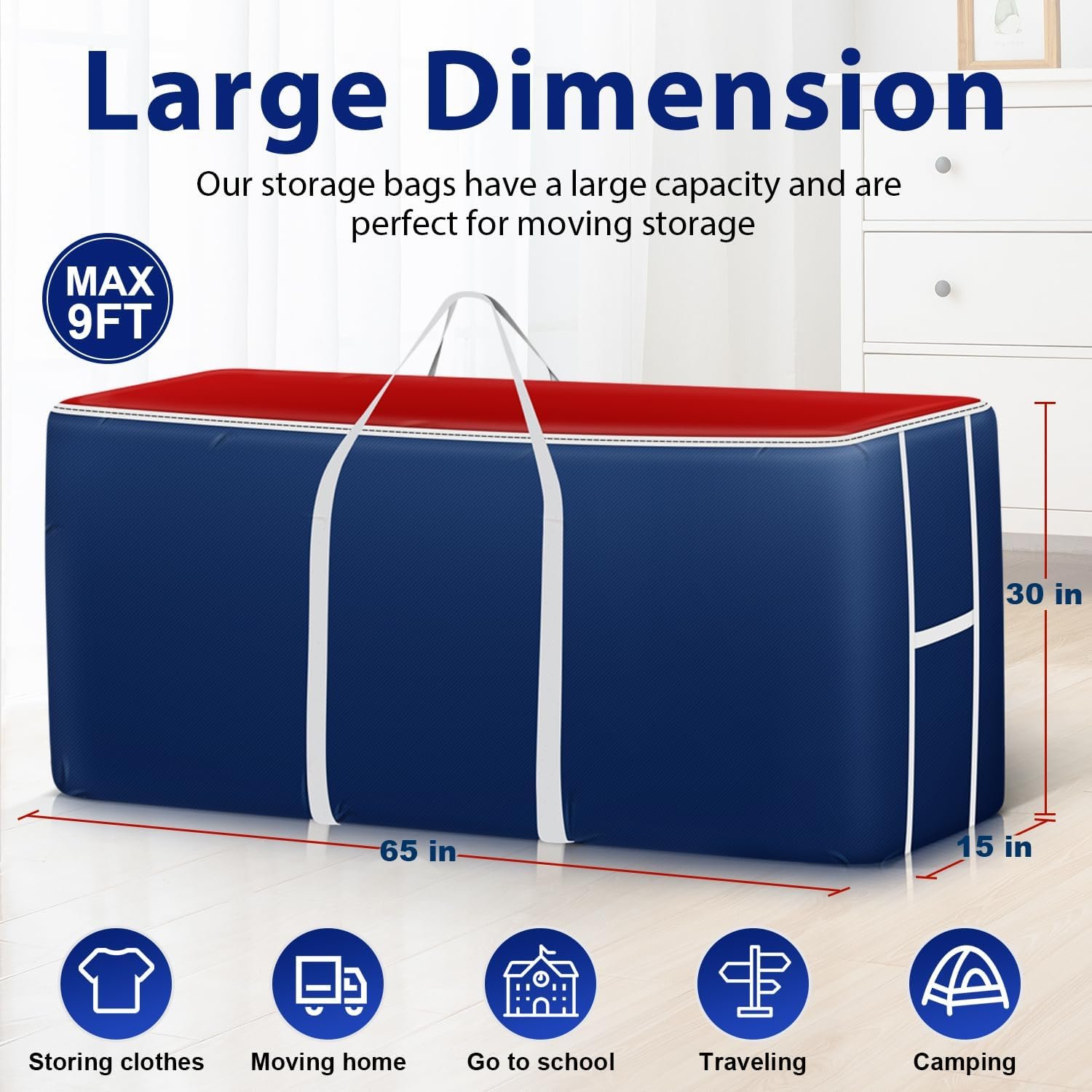 Storage Bags, Christmas Tree Storage Bag, Fits Up to 9 Ft Xmas Disassembled Trees, 600D Oxford Fabric Material to Protect Against Dust, Moisture Reinforced Handle and Dual Zippers Wide Opening - Image 3