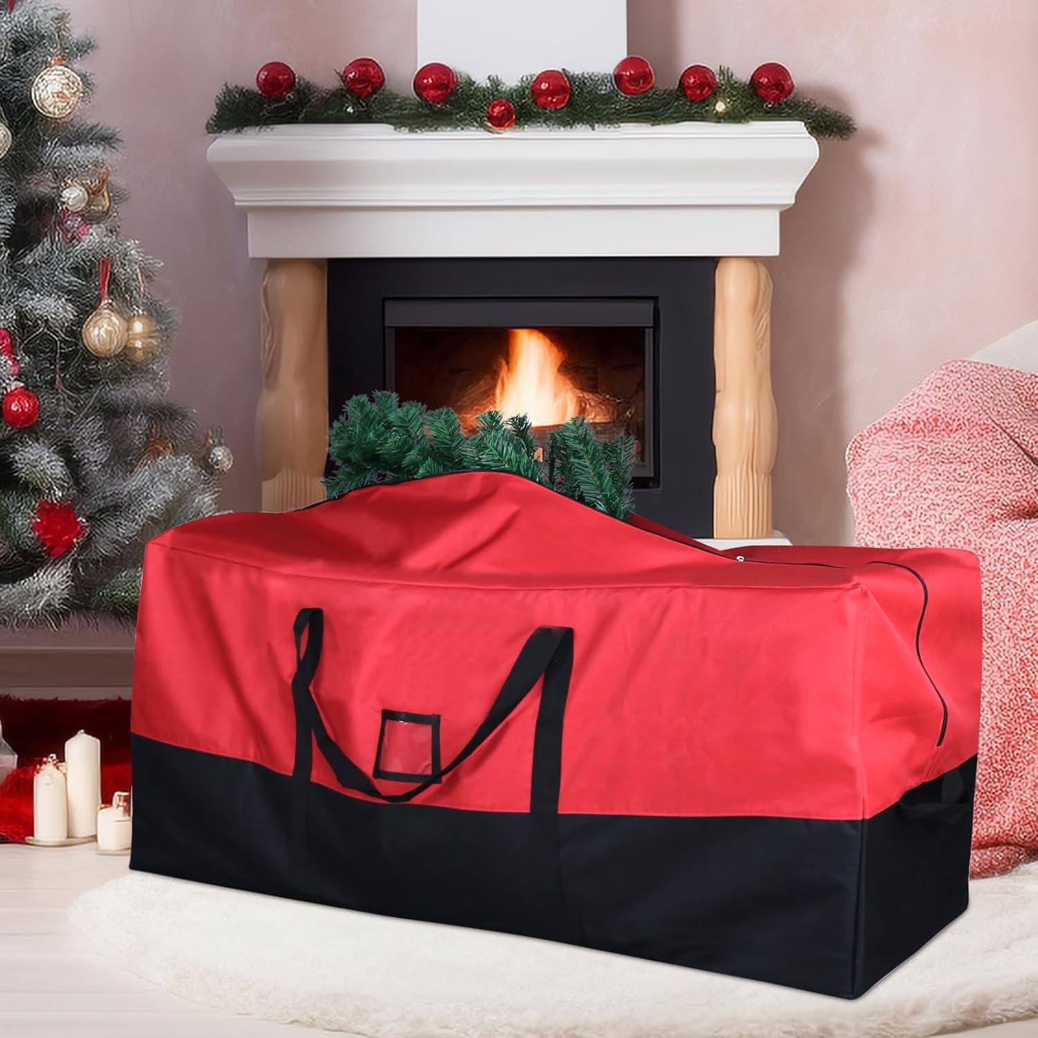 Christmas Tree Storage Bag, Fits Up to 7.5 Ft Artificial Trees, Heavy-Duty Waterproof Storage Bags with Reinforced Handles, Dual Zippers & Card Slot, 600D Oxford Extra Large Moving Bags - Image 8