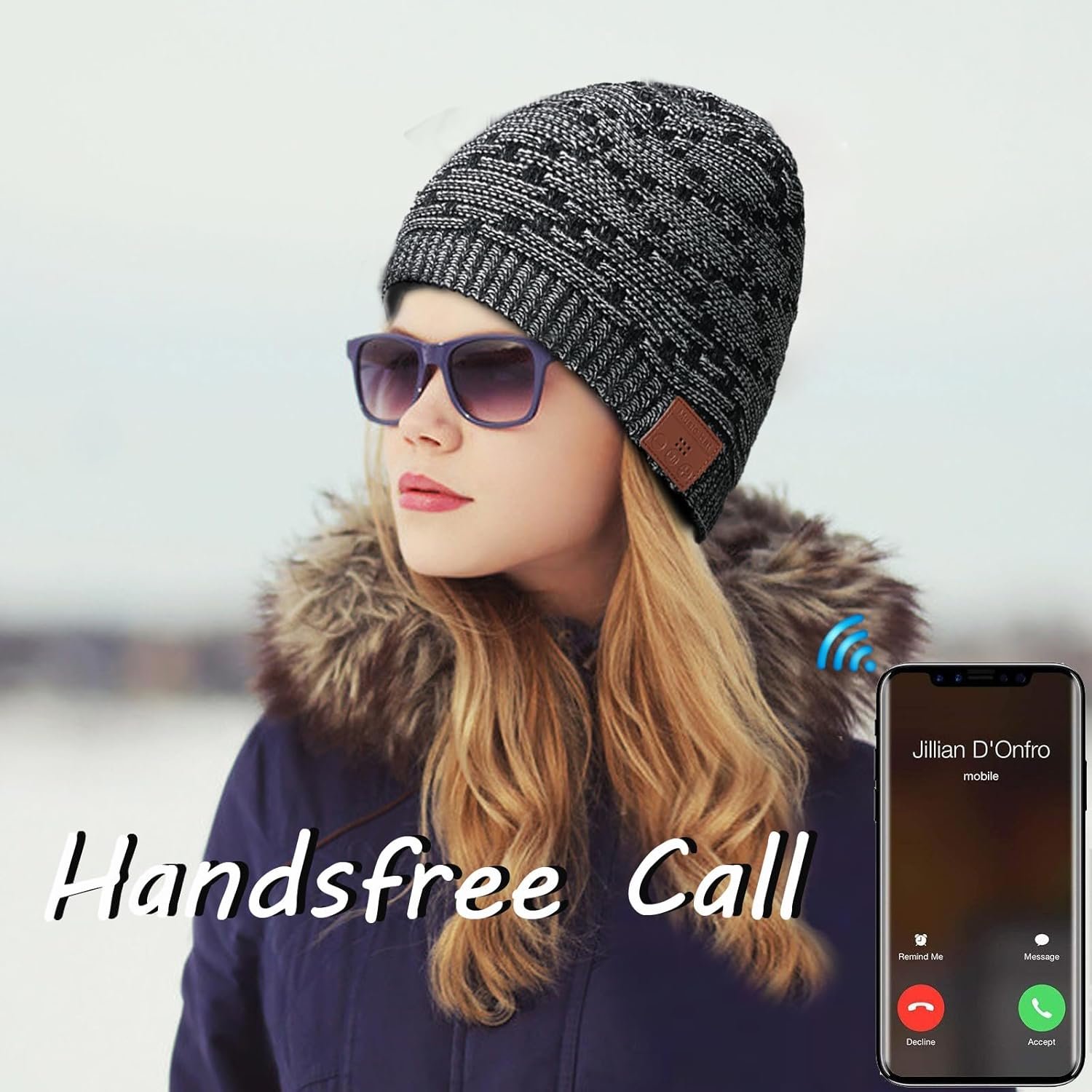 Music Beanie Women Beanie Hat Wireless Headset Headphones Music Audio Womens Girls Winter Cap with Mic HandsFree Outdoor Sports Stereo Earphone - Image 5