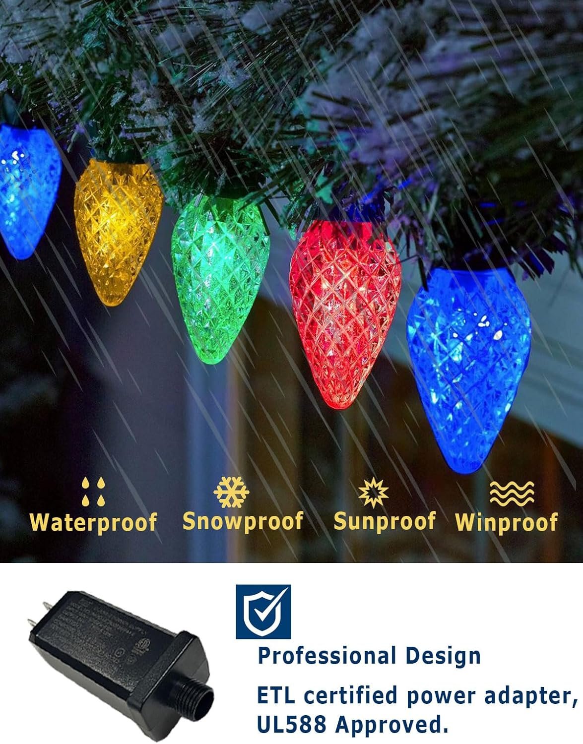 HIITEN RGB C9 Christmas Lights Outdoor 118ft 150LEDs, DIY Chasing Effects Smart LED Christmas Lights, Bluetooth APP Remote Controlled Extendable Color Changing String Lights with Timer Music Sync - Image 6