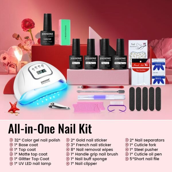JODSONE Gel Nail Polish Kit with U V Light 32 Colors Gel Polish Nail Kit Soak Off Gel Nail Set Manicure Tools Nail Gel Kit Gifts for Women - Image 4