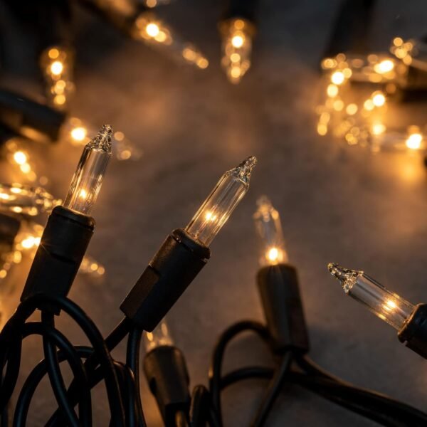 YULETIME 200 Clear Christmas Lights with Black Wire, Pack of 2 Strands of 21 ft 100 Count UL Certified Incandescent Mini String Light (Clear - Black Wire) - Image 3