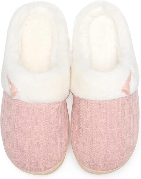 NineCiFun Women's Slip on Fuzzy House Slippers Memory Foam Slippers Scuff Outdoor Indoor Warm Plush Bedroom Shoes with Faux Fur Lining - Image 2