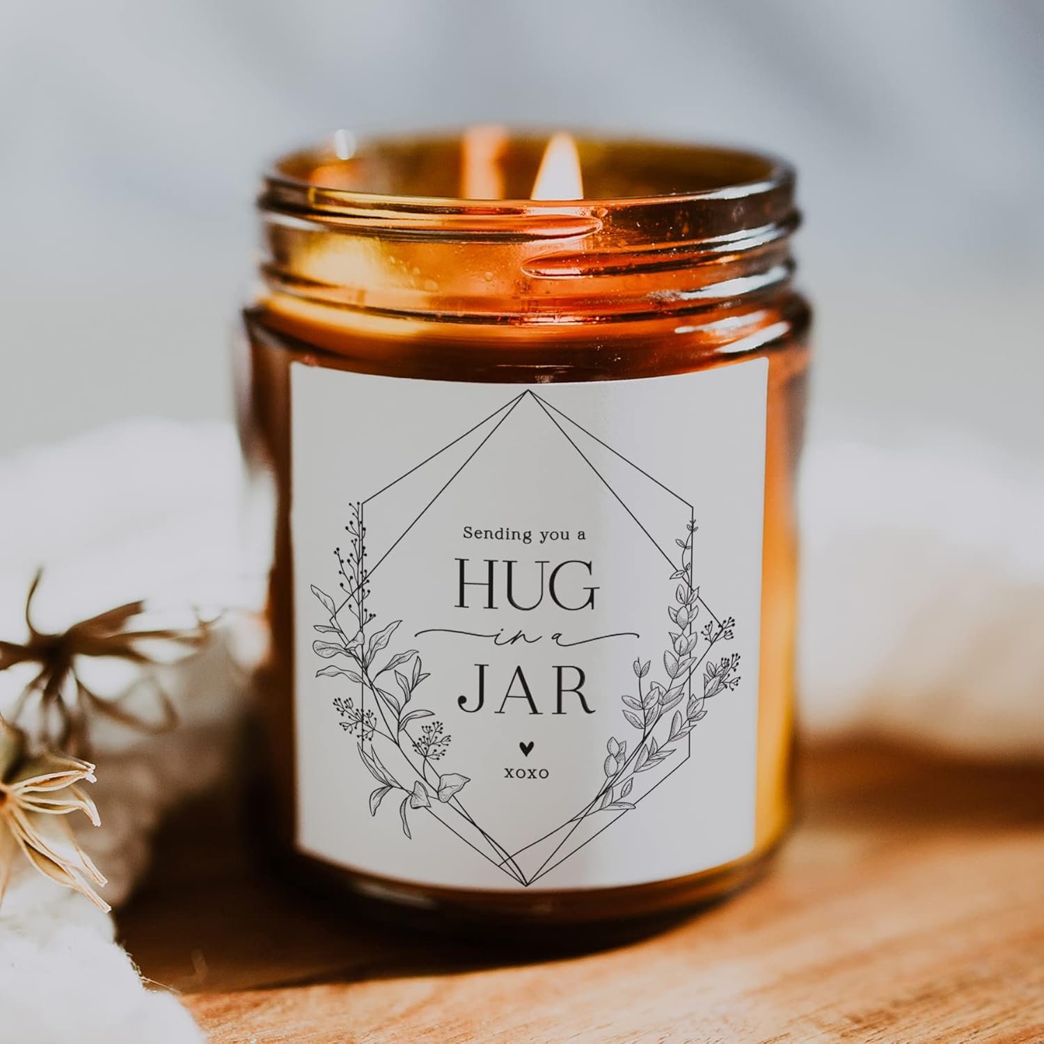 ThreeKin Warm Hugs Scented Candles for Home, Natural Soy Wax, Relaxing Aromatherapy Gifts, Essential Oils Scented, Long-Lasting Candle Burns for 75-Hours, Lemongrass Lavender Scent - Image 5