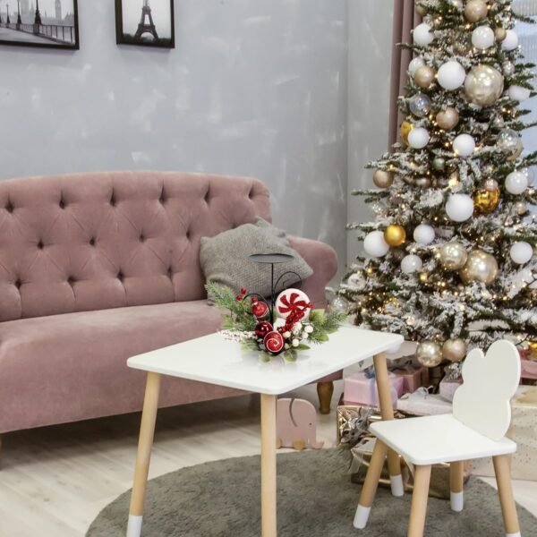 Christmas Candle Holder with Glitter Holly Berries Peppermint Lollipop Xmas Baubles Ball Pine Leaves Candlestick Table Centerpiece Decorations Steel Base Stand Festive Tabletop Home Ornaments (Candy) - Image 4
