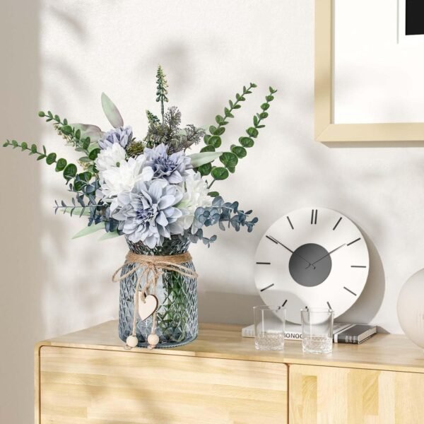 Leftover Faux Flowers in Vase,Artificial Flowers in Vase,Table Centerpieces for Dining Room,Flower Centerpieces for Tables,Fake Flowers with Vase,Kitchen Table Decor,Coffee Table Decor - Image 9