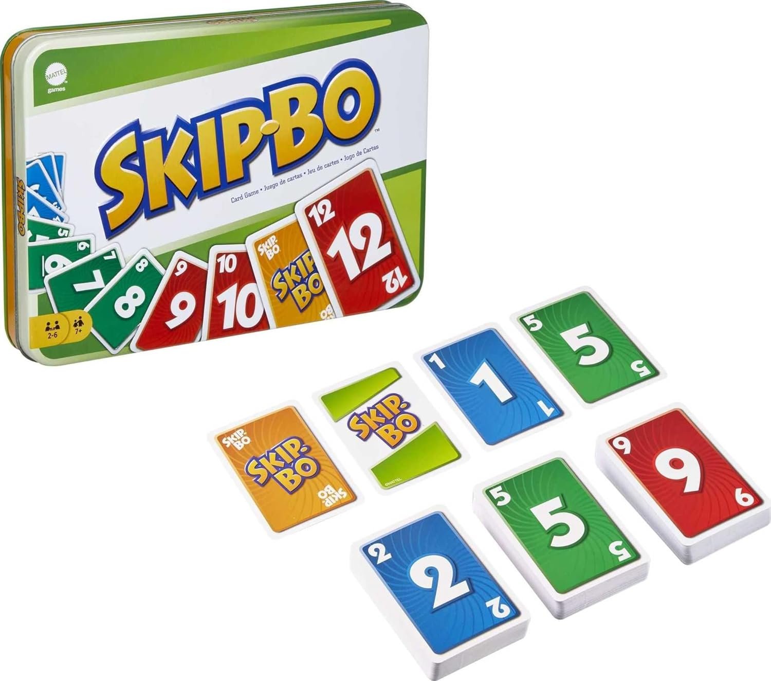 Mattel Games Skip-Bo Card Game for Kids, Adults & Family Night, Travel Game in Collectible Storage Tin for 2 to 6 Players (Amazon Exclusive) - Image 2