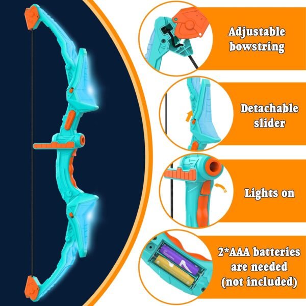 2 Pack Bow and Arrow Set for Kids, Light Up Archery Set with 14 Suction Cup Arrows, Archery Targets Outdoor Games for Kids Ages 4-8 8-12, Birthday Gifts Toys for 5 6 7 8 9 10 11 12 Year Old Boys Girls - Image 5