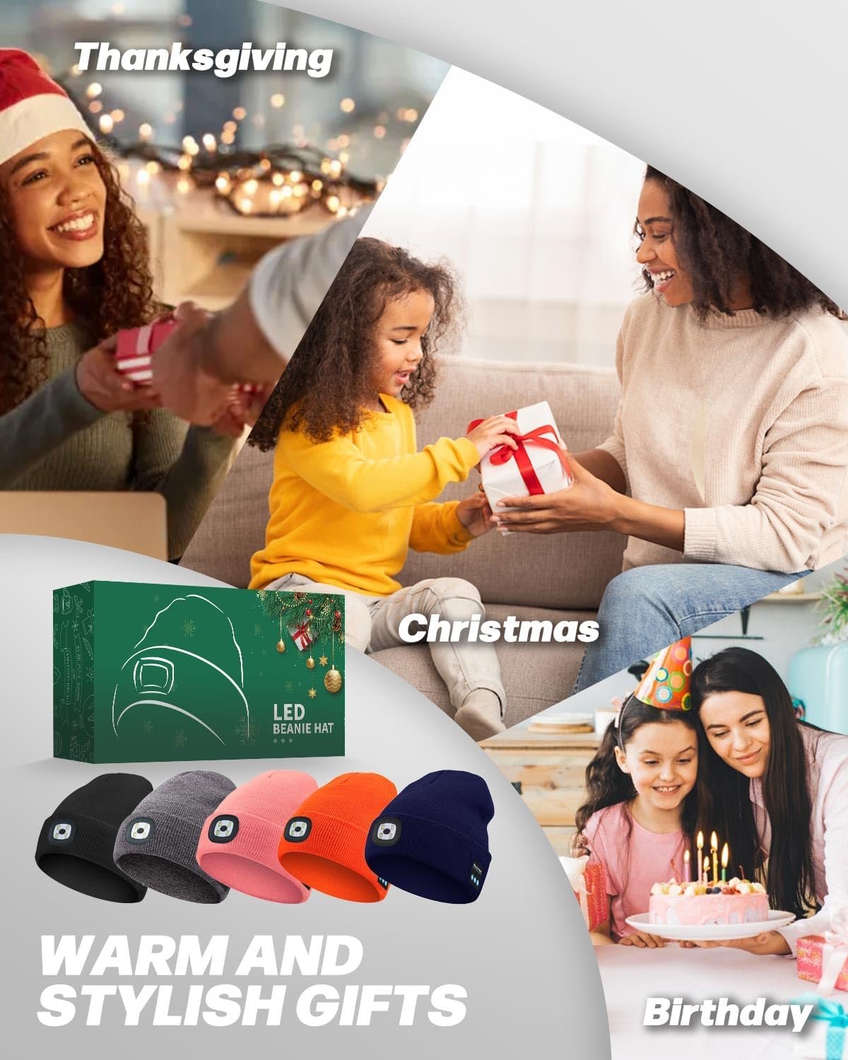 Unisex Bluetooth Beanie with Light, USB Rechargeable LED Headlamp Winter Hat, Christmas Stocking Stuffers Gifts Warm Knitted Cap for Men Women Dad Mom Black - Image 8