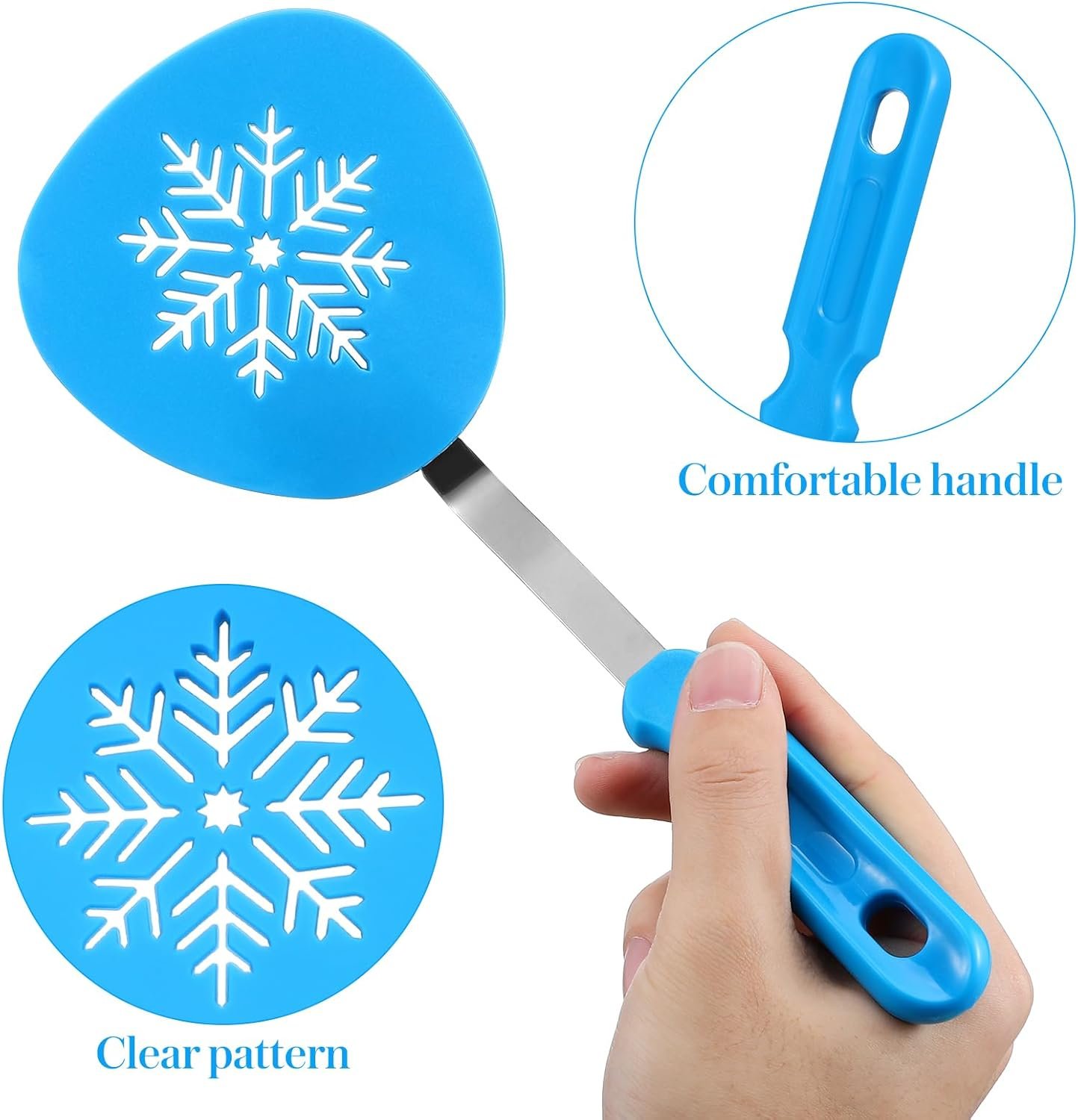 3pcs Christmas Spatula Turner Set Holiday Cookie Spatulas Stocking Stuffers Cooking Kitchen Tools Christmas Kitchen Decoration (Christmas Tree snowflake and Santa Claus) - Image 6