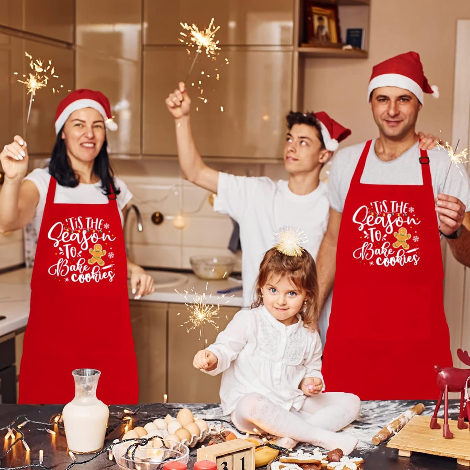 Funny Christmas Baking Apron for Women Men Adjustable Kitchen Cooking Aprons with 2 Pockets - Cute Christmas Aprons Gift for Bakers Mom Wife Husband Sister - Tis The Season to Bake Cookies - Image 9