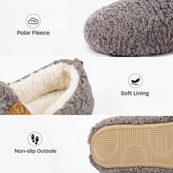EverFoams Women’s Soft Curly Full Slippers Memory Foam Lightweight House Shoes Cozy Loafer with Polar Fleece Lining - Image 5