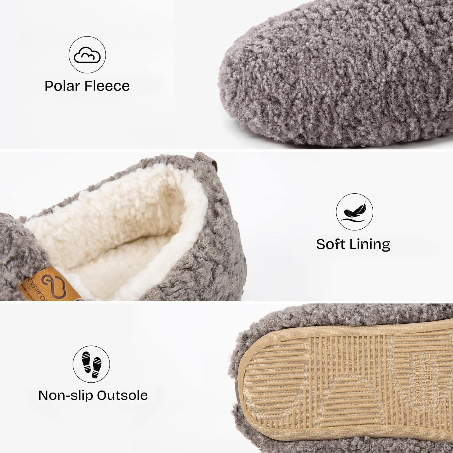 EverFoams Women’s Soft Curly Full Slippers Memory Foam Lightweight House Shoes Cozy Loafer with Polar Fleece Lining - Image 5