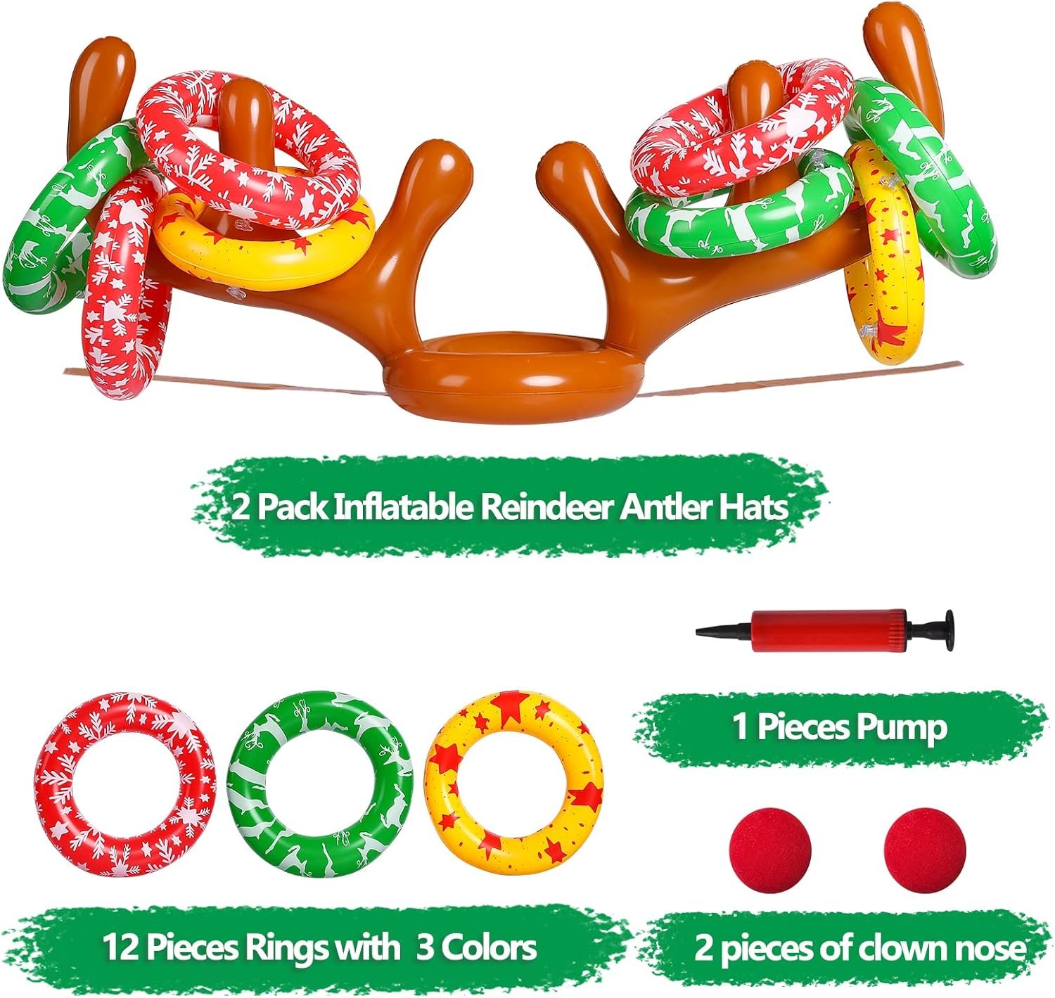 MGparty Christmas Inflatable Reindeer Antler Toss Game for Xmas Kids Teens Party Favors Supplies Outdoor Indoor Ring Toss Game - Image 4