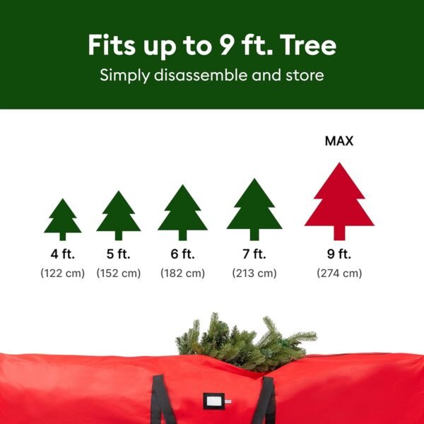 (Not Made In China) Christmas Tree Storage Bag 9 ft, Fits Up to 9ft Artificial Disassembled Trees, Durable Handles w/Tear Proof and Leak Proof 600D Oxford Canvas, Heavy Duty Laminated Interior - Image 7