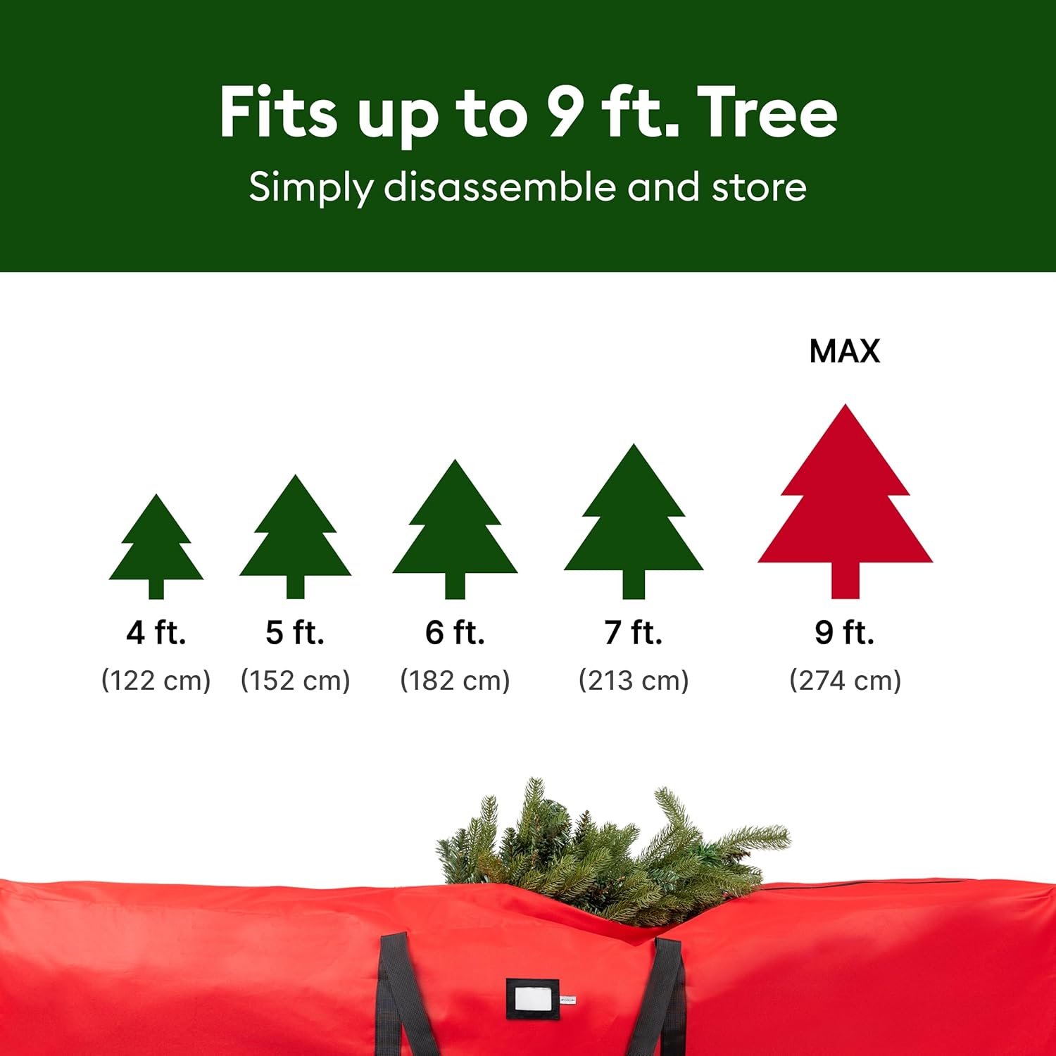 (Not Made In China) Christmas Tree Storage Bag 9 ft, Fits Up to 9ft Artificial Disassembled Trees, Durable Handles w/Tear Proof and Leak Proof 600D Oxford Canvas, Heavy Duty Laminated Interior - Image 7