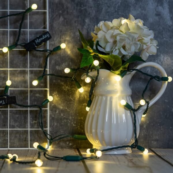 YULETIME Warm White One-Piece G12 LED Christmas Lights, Total 48 Feet 140 Count 2 Strands 24ft 70ct Waterproof Raspberry String Light (Warm White) - Image 5