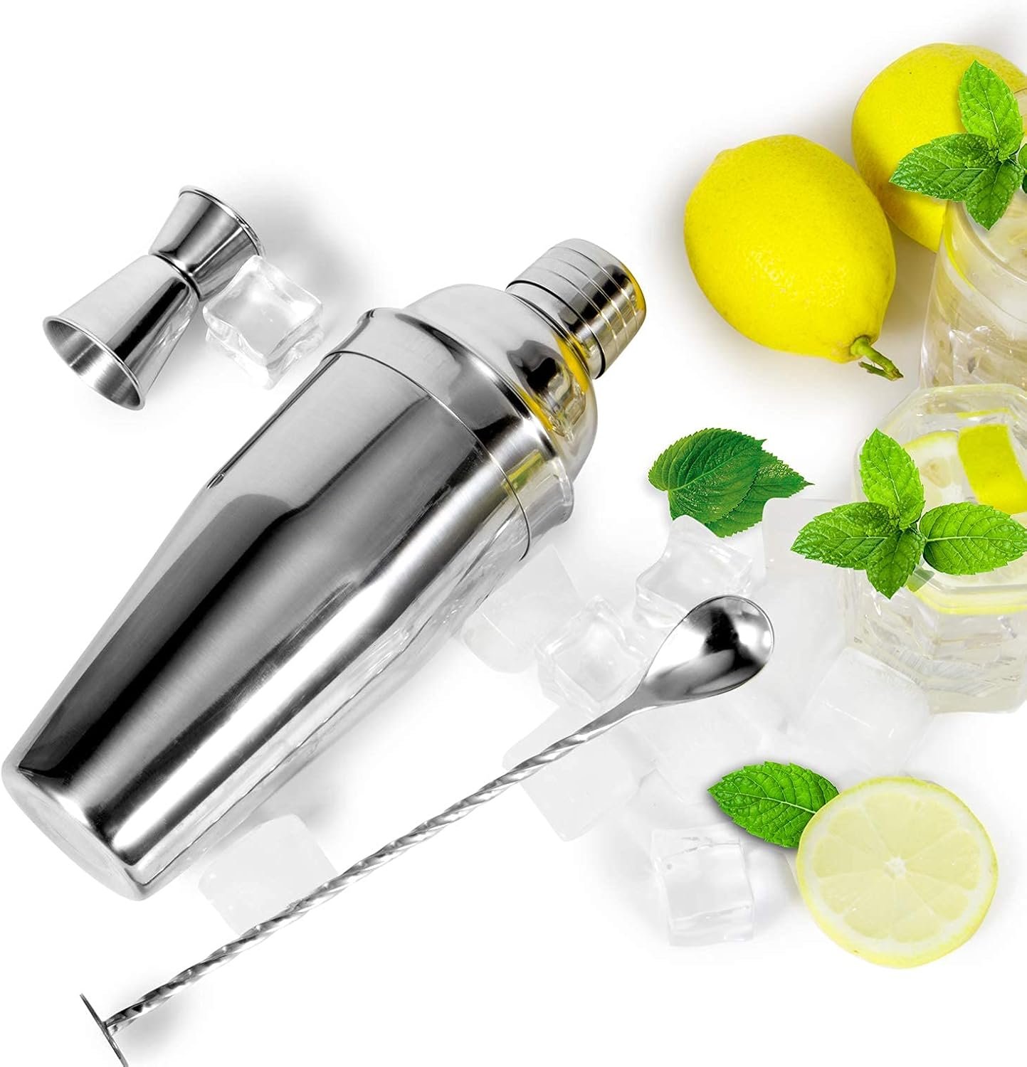 24oz Cocktail Shaker Bar Set - Professional Margarita Mixer Drink Shaker and Measuring Jigger & Mixing Spoon Set - Professional Stainless Steel Bar Tools Built-in Bartender Strainer for Martini Kit - Image 5