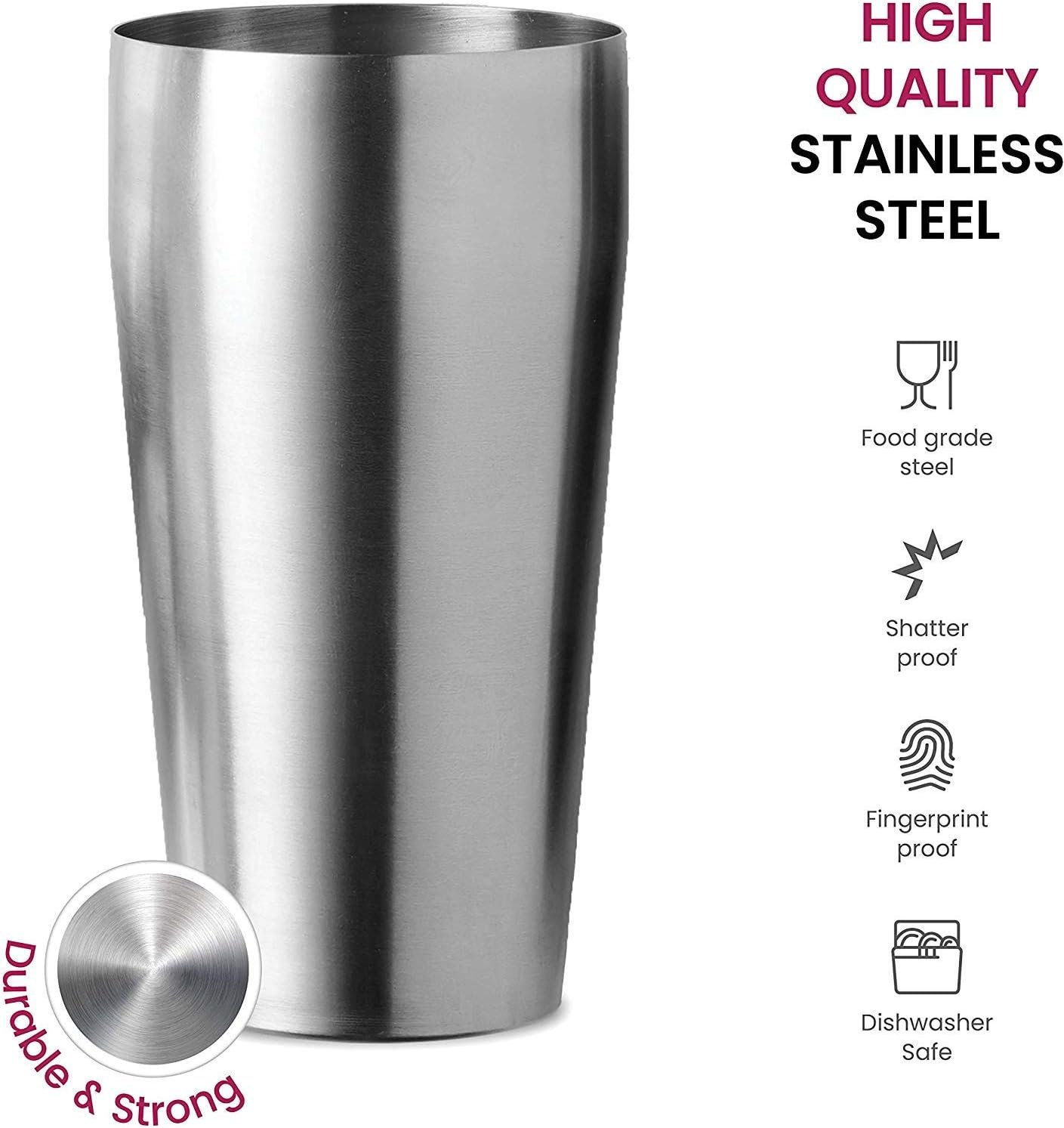 Expert Cocktail Shaker Home Bar Set - 14 Piece Stainless Steel Bar Tools Kit with Shaking Tins, Flat Bottle Opener, Double Bar Jigger, Hawthorne Strainer, Shot Glasses, Bar Spoon, and 6 Pour Spouts. - Image 5