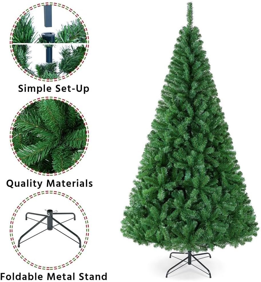 Yaheetech 7.5ft Artificial Full Spruce Christmas Tree, Artificial Xmas Tree with 1011 PVC Branch Tips and Foldable Metal Stand for Home, Party, Office Decoration, Holiday Décor Indoor & Outdoor, Green - Image 4