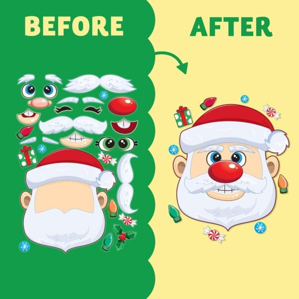 JOYIN 24 Pcs Christmas Make-a-face Stickers, Make Your Own Characters Mix and Match Sticker Sheets with Christmas Elf, Santa Santa, Snowman, Penguin, and Polar Bear Kids Party Favor Supplies Craft - Image 4
