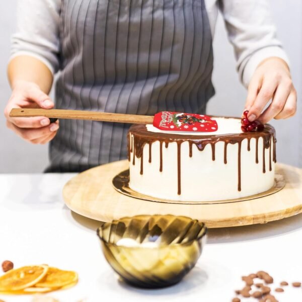Patelai Christmas Silicone Spatula Xmas Cake Spatula with Wooden Handle Snowmen Pancake Spatula Cute Pan Scraper Xmas Dish Scraper Cooking Spatulas for Kitchen Mixing Cooking (Lovely Style,12 Pieces) - Image 5