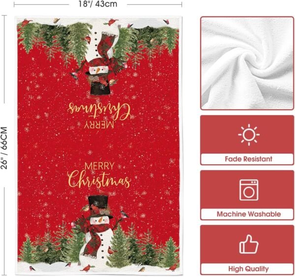 Artoid Mode Xmas Tree Truck Snowman Christmas Kitchen Towels Dish Towels, 18x26 Inch Holiday Bird Hello Winter Decoration Hand Towels Set of 2 - Image 7