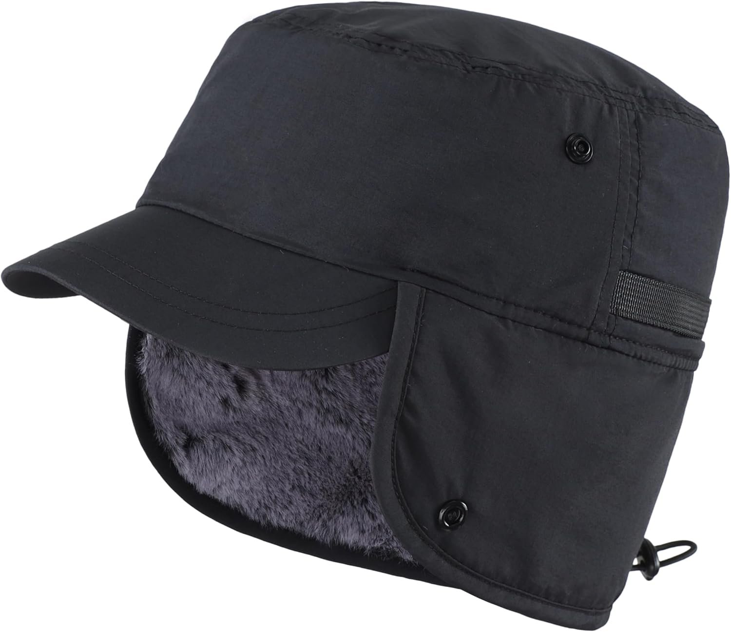 Connectyle Men's Winter Hat with Visor Warm Earflaps Hat Fully Lined Faux Fur Baseball Cap Trapper Hunting Hats - Image 2
