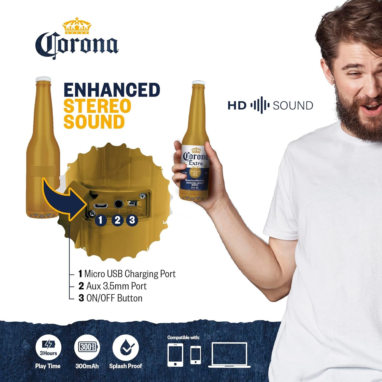 Corona Beer Bottle Bluetooth Beer Bottle Speaker Bluetooth Bottle Speaker Portable Wireless Speaker Portable Travel Stereo Speaker for Outdoor and Indoor Activities - Image 5