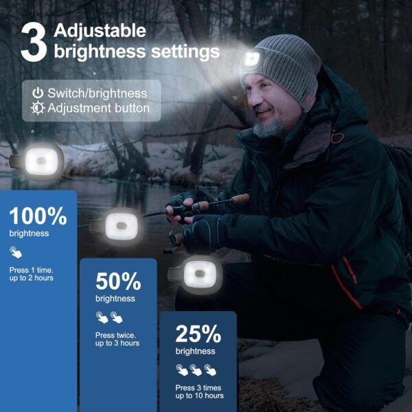 Stocking Stuffers for Adults Men, Bluetooth Beanie Hat with Light, Mens Gifts for Men Dad Him Grandpa Husband Christmas Grey - Image 5