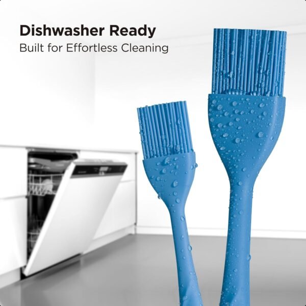 Kitchen Mama WaltzGrip Platinum Silicone Basting Pastry Brush: Set of 2 Heat-Resistant for Cooking, Baking, Pastries, Grilling, Spreading Oil, Butter, BBQ Sauce, Eggs. Dishwasher-Safe (Blue) - Image 7