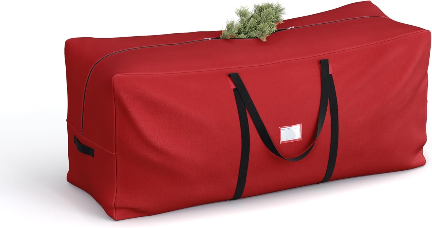 SONGMICS Christmas Tree Storage Bag, Tree Storage Container, up to 7.5 ft, Tree Holder Bag, Wear-Resistant 600D Oxford Fabric, Lightweight, Thick Handles, Red URXS003R03 - Image 2