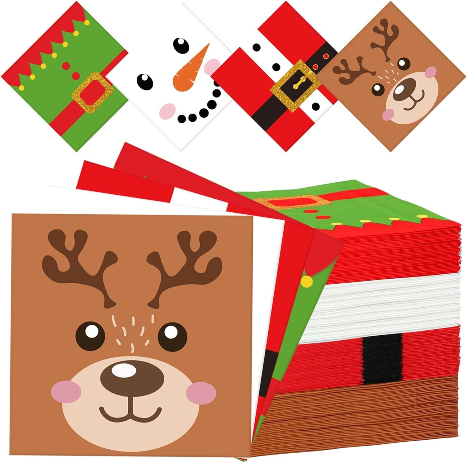120 Pcs Christmas Cocktail Napkins Disposable Christmas Paper Napkins 3 Ply Xmas Party Dinner Napkins Christmas Decorative Beverage Napkins for Christmas Winter Holiday Kitchen Bathroom Party Supplies - Image 2