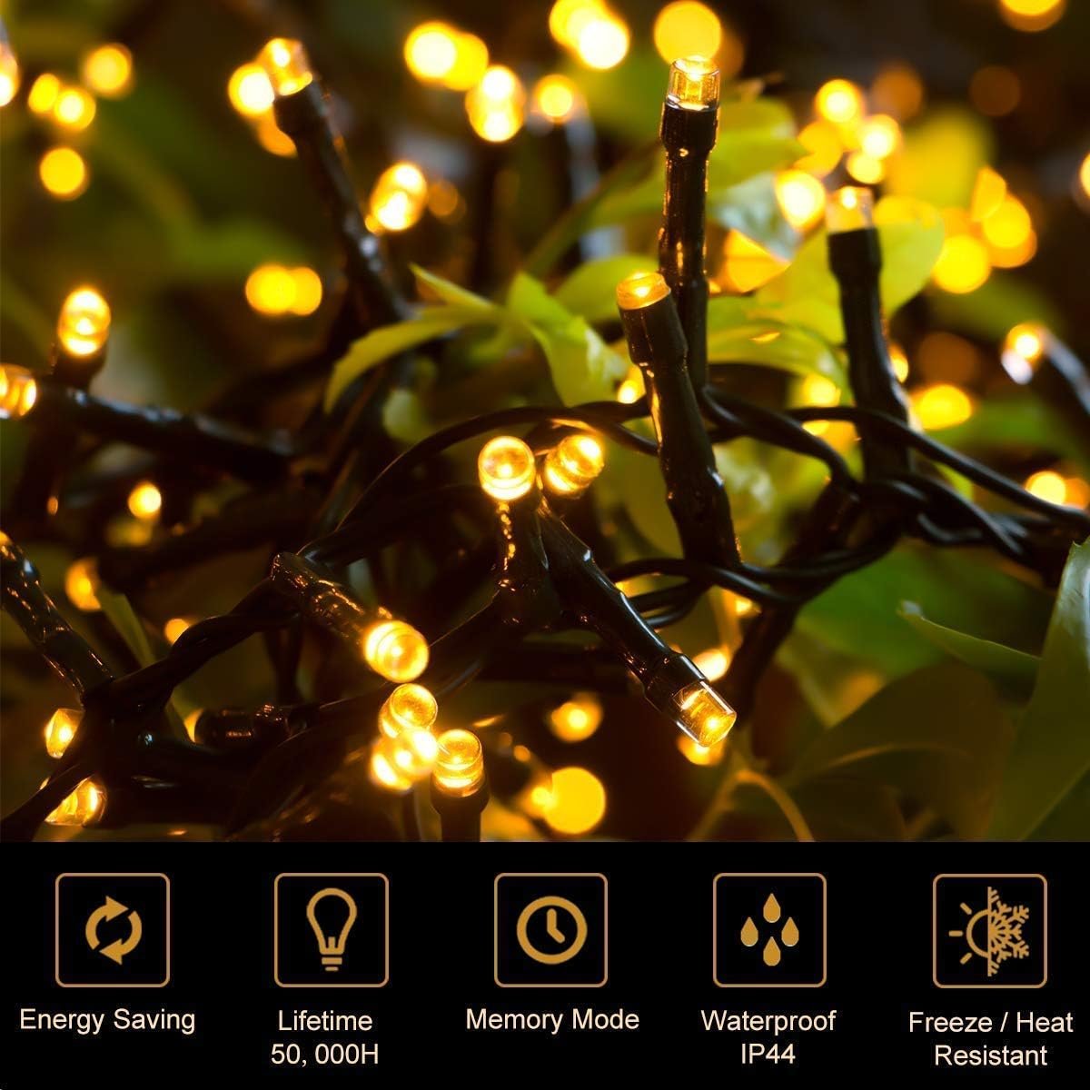 Quntis 82ft 1000 LED Cluster Christmas String Lights - Dark Green Wire Christmas Tree Lights - 8 Modes Outdoor Waterproof Christmas Lights Plug in for Holiday Wedding Party Home Decor, Warm White - Image 3