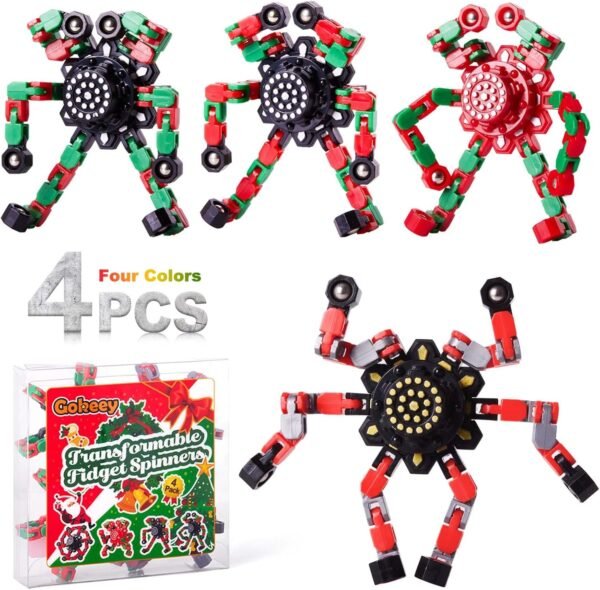 Fidget Spinners for Kids and Adults Christmas Fidget Toys Gifts, Stress Relief Sensory Toys for Boys and Girls Fingertip Gyros for ADHD Autism for Kids Birthday Gifts (Fidget Toy- Red) - Image 2
