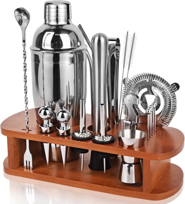 Cocktail Shaker Set with Stand - 25pcs Mixology Bartender Kit 25oz Professional Bar Tools Set Bar Accessories for Drink Mixing, Bartender Gifts for Home Bar, Parties - Image 2