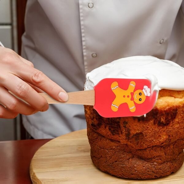 Christmas Cake Spatula Food Grade Spatula Handle Santa Claus Pattern Baking Cooking Mixing Xmas Kitchen Decor - Image 3