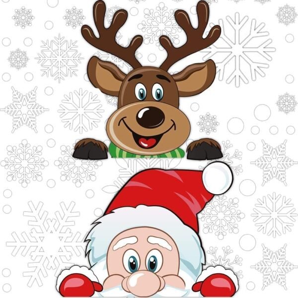 300 PCS 8 Sheet Christmas Snowflake Window Cling Stickers for Glass, Xmas Decals Decorations Holiday Snowflake Santa Claus Reindeer Decals for Party - Image 3