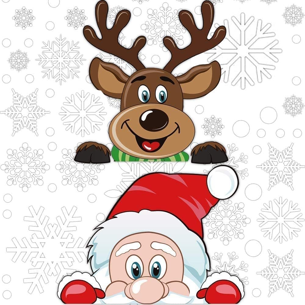 300 PCS 8 Sheet Christmas Snowflake Window Cling Stickers for Glass, Xmas Decals Decorations Holiday Snowflake Santa Claus Reindeer Decals for Party - Image 3