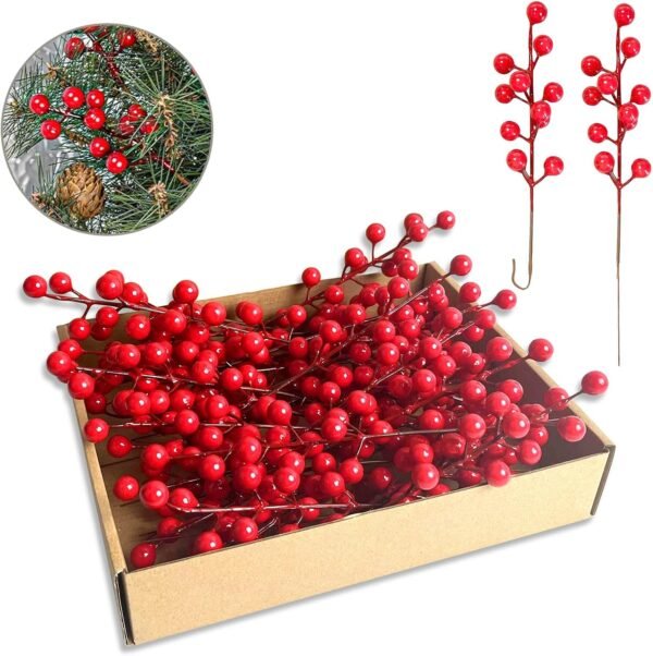 35 Pack Christmas Tree Decorations,9 inch Artificial Red Berry Stems,Red Berries Christmas Decor Christmas Tree Decorations Crafts Wedding Holiday Season Winter Décor Home Decor - Image 2
