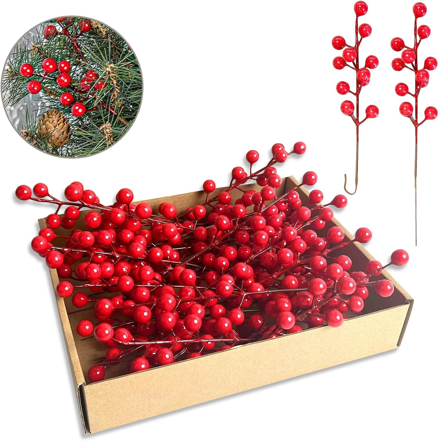 35 Pack Christmas Tree Decorations,9 inch Artificial Red Berry Stems,Red Berries Christmas Decor Christmas Tree Decorations Crafts Wedding Holiday Season Winter Décor Home Decor - Image 2