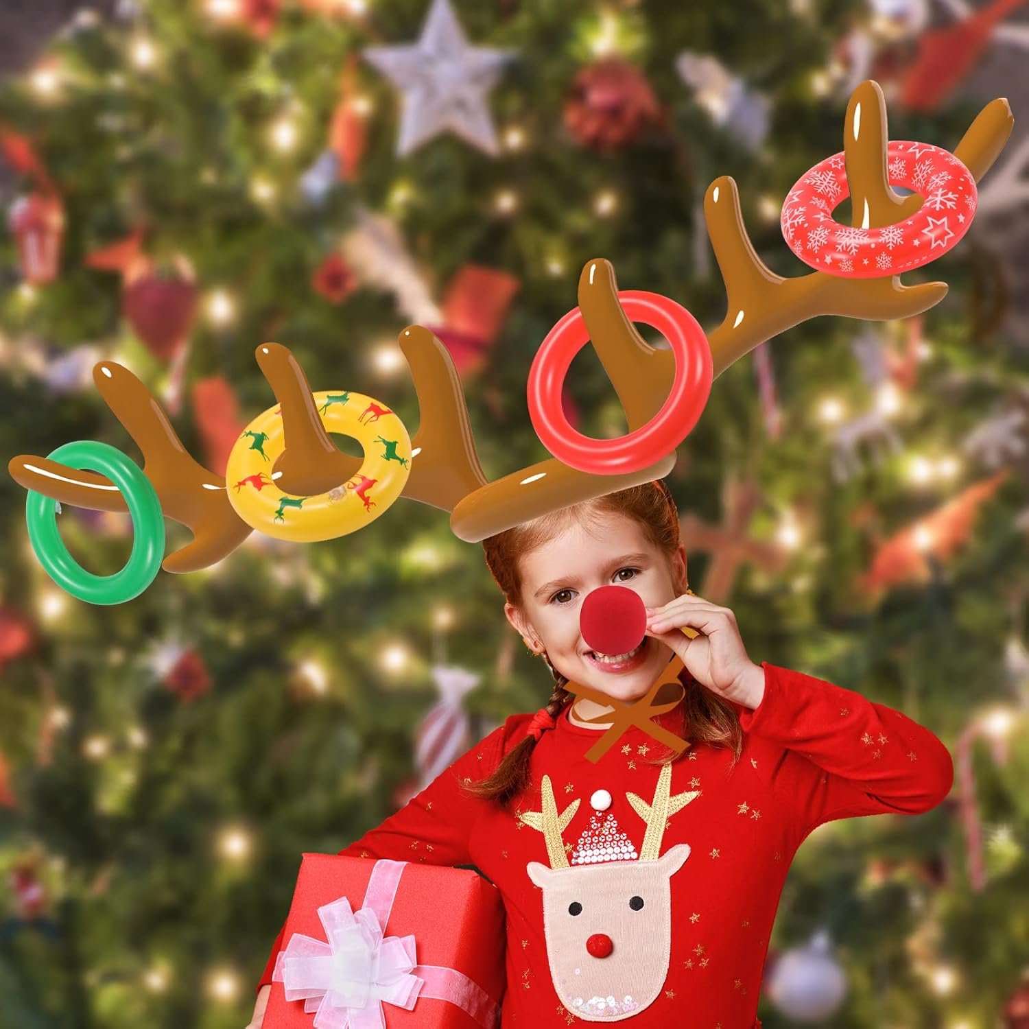 Christmas Games, Inflatable Reindeer Antler Ring Toss Game, Christmas Party Games for Kids Adults, Fun Xmas Gifts Carnival Holiday Party Games for Family - Image 7