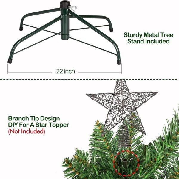 Hykolity 6.5 ft Prelit Christmas Tree, Holiday Decoration w/ 350 Color Changing LED Lights, 1100 Branch Tips, Metal Stand and Hinged Branches, 10 Color Modes - Image 7