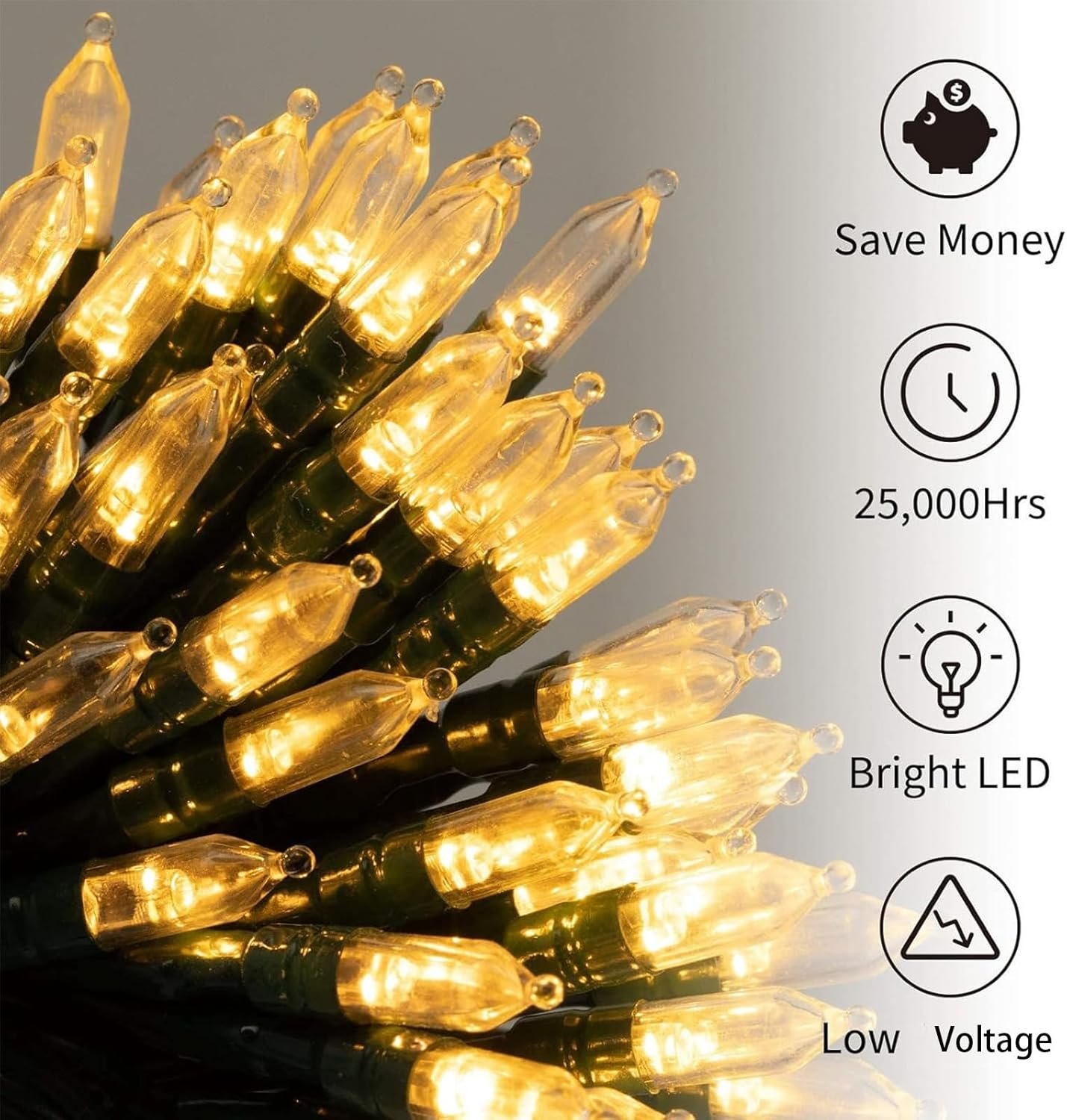 Battery Operated Christmas Lights 2 Pack 18 Feet 50 LED Clear Mini String Lights with 8 Modes Waterproof Tree Lights for Xmas Outdoor Indoor Holiday Party Garden Decor, Warm White - Image 3