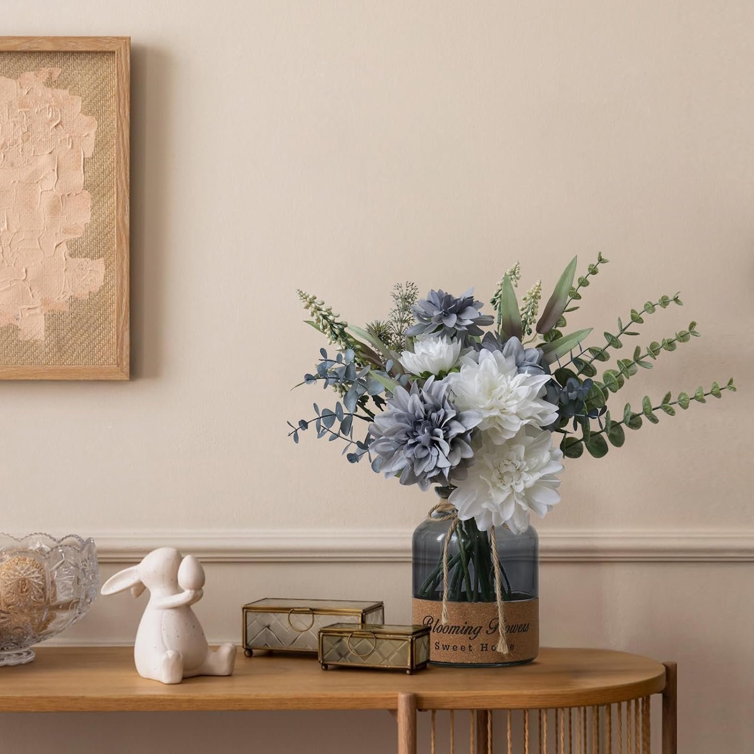 Leftover Faux Flowers in Vase,Artificial Flowers in Vase,Table Centerpieces for Dining Room,Flower Centerpieces for Tables,Fake Flowers with Vase,Kitchen Table Decor,Coffee Table Decor… - Image 5