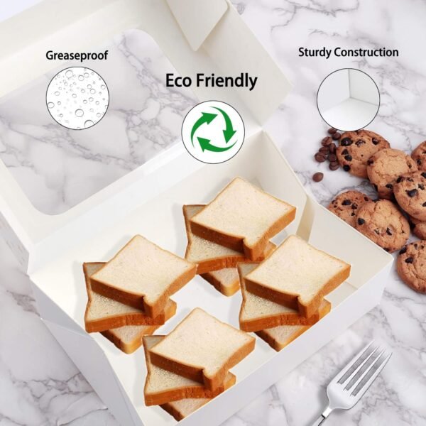 24 PCS Christmas Cookie Boxes for Gift Giving, 9x6x3 Golden Star Christmas Treat Boxes with Window, Auto-Up Holiday Cookie Boxes,Baking Goods Packaging Box for Desserts, Mini Cake, Donuts - Image 6