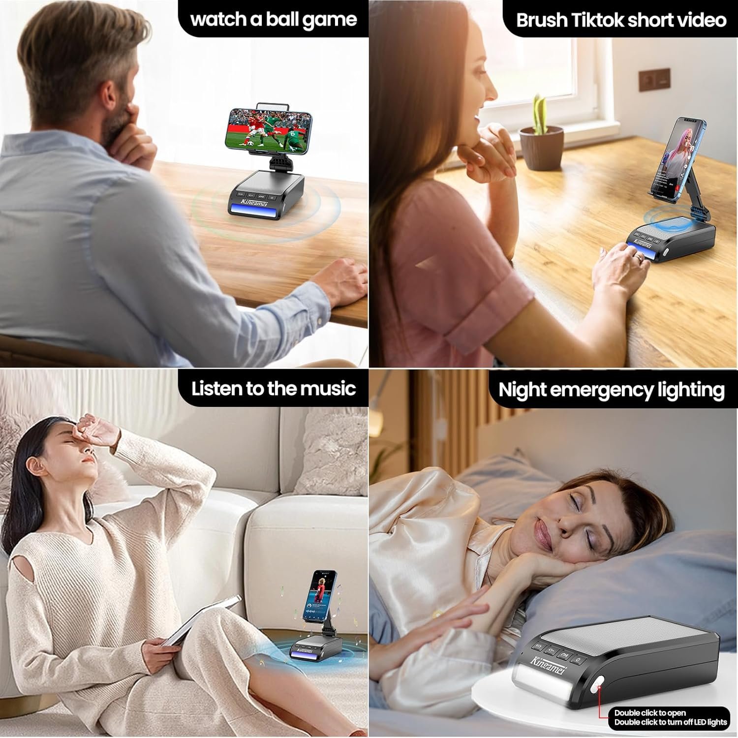 Men Female Dad Festival Gift - Cool Boy Friend Portable Bluetooth Speaker with Phone Stand Wife Kitchen Mens Gadgets Accessories Great Holiday Birthday Present Tech Christmas Father Gifts Son for Mom - Image 3